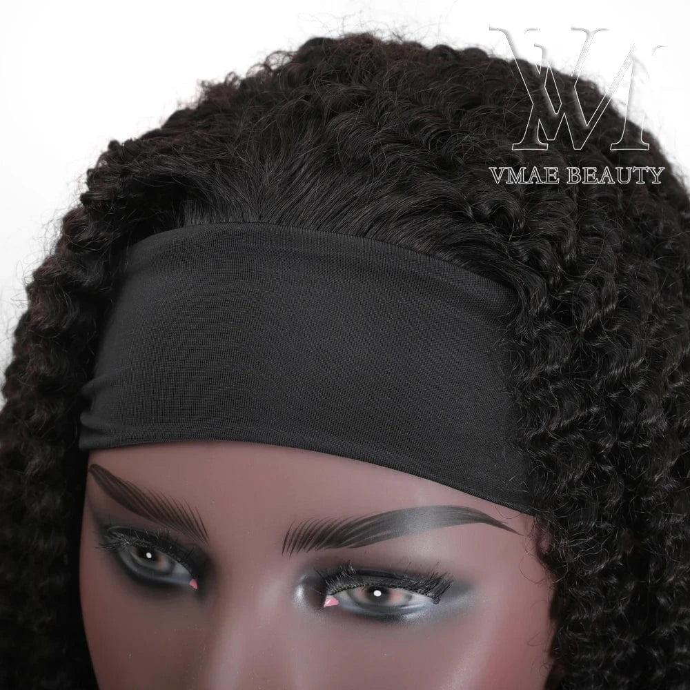 Vmae Burmese Virgin hair 130 Density nature color 3A 3B 3C 4A 4B 4C Afro kinky curly headband wigs Human Hair extensions