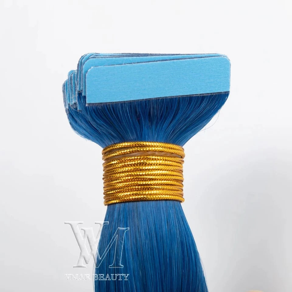 VMAE European Blue Pink Purple #60 Skin Weft Straight Double Drawn 40 Pieces 100g Remy Raw Human Tape In Hair Extension