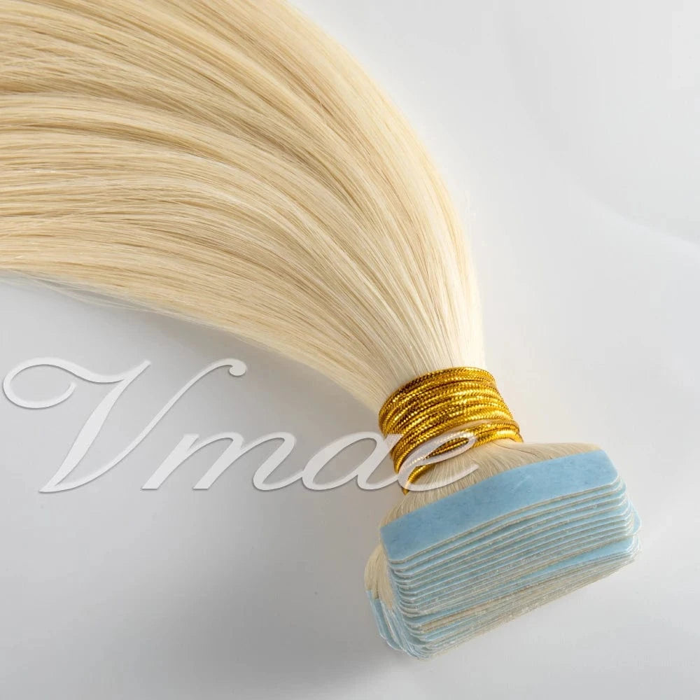 VMAE European Blue Pink Purple #60 Skin Weft Straight Double Drawn 40 Pieces 100g Remy Raw Human Tape In Hair Extension