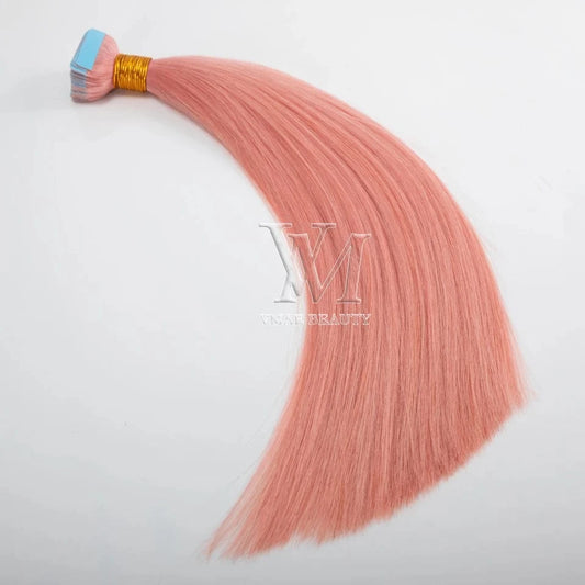 VMAE European Blue Pink Purple #60 Skin Weft Straight Double Drawn 40 Pieces 100g Remy Raw Human Tape In Hair Extension