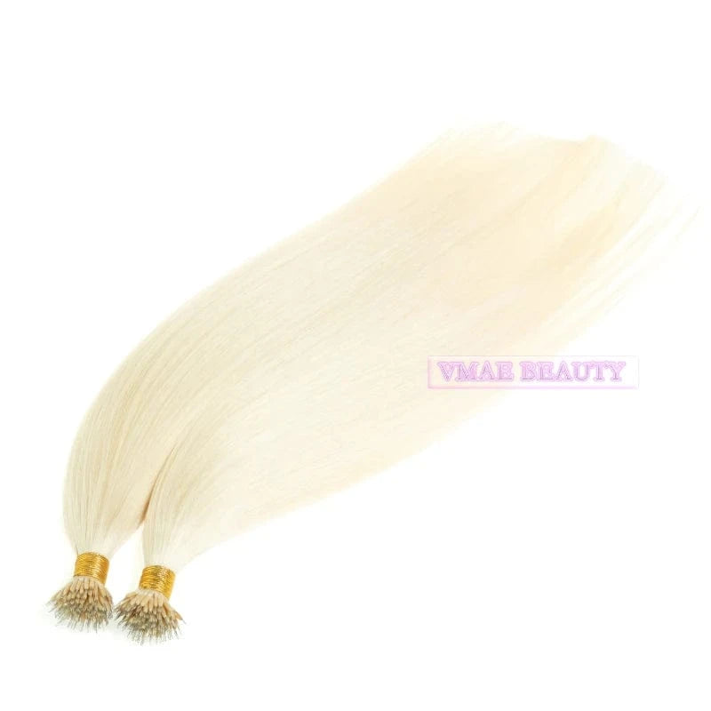VMAE High Quality 13A Virgin Micro Link Hair 100g Full End 60# Light Color Micro Ring Loop Human Hair Extension