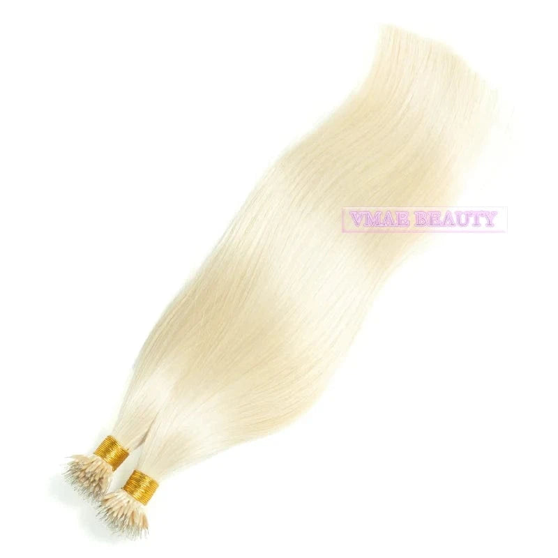 VMAE High Quality 13A Virgin Micro Link Hair 100g Full End 60# Light Color Micro Ring Loop Human Hair Extension