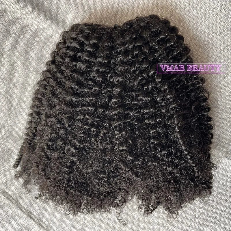 VMAE High Quality Kinky Curly Virgin Indian Hair Handtied Feather Hair Keratin Knots Hair Extensions