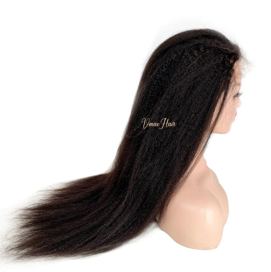 VMAE Indian Raw Coarse Kinky Straight 5x5 HD Lace Human Hair Wig with curly baby hair Black Women easy to add volume thickness