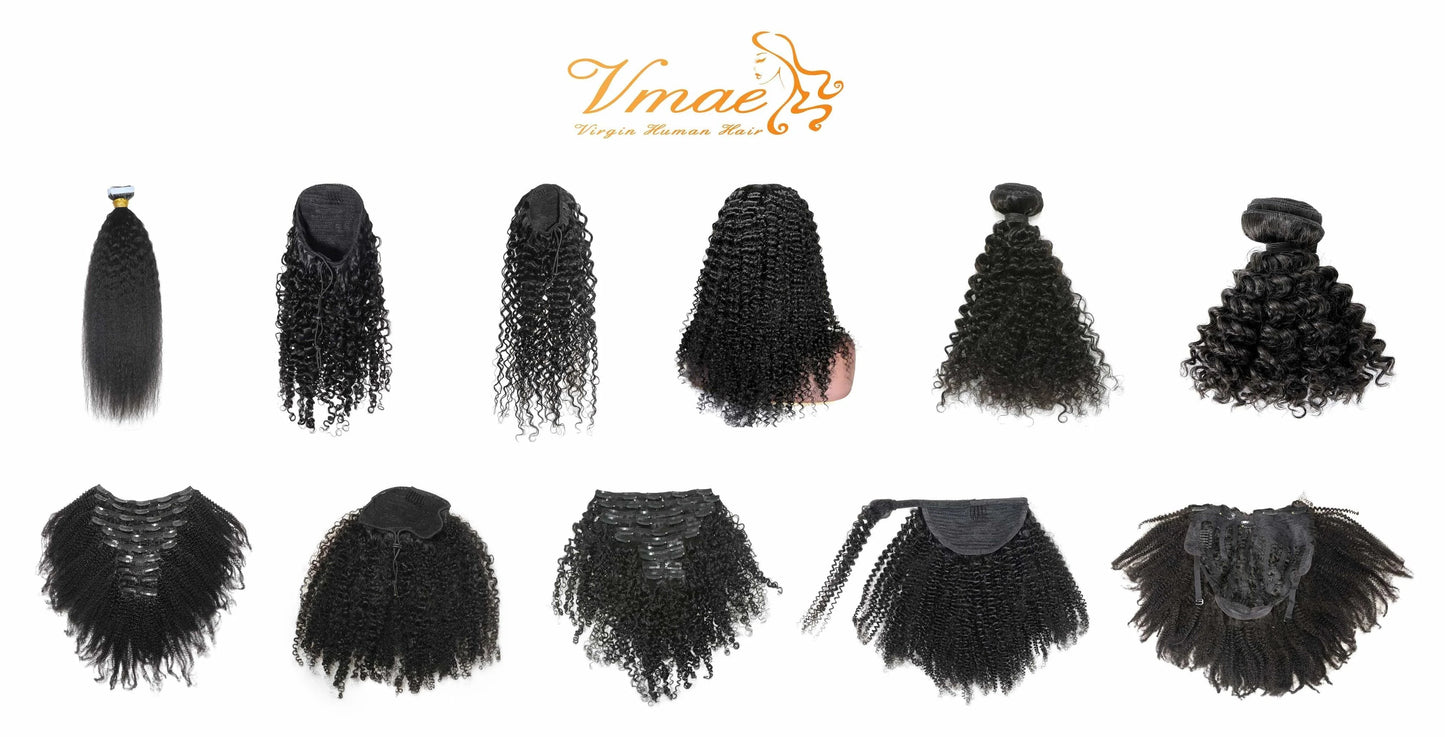VMAE Mongolian Unprocessed Raw Cuticle Aligned Weft Afro Kinky Curly 3A 3B 3C 4A 4B 4C Human Hair Extensions For Black Women