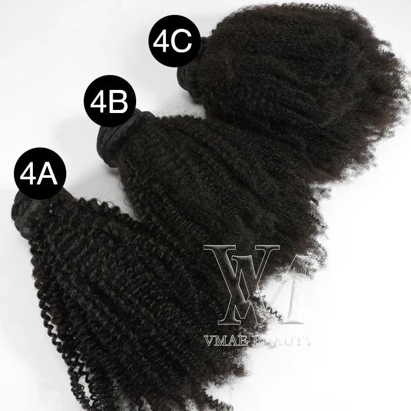 VMAE Mongolian Unprocessed Raw Cuticle Aligned Weft Afro Kinky Curly 3A 3B 3C 4A 4B 4C Human Hair Extensions For Black Women