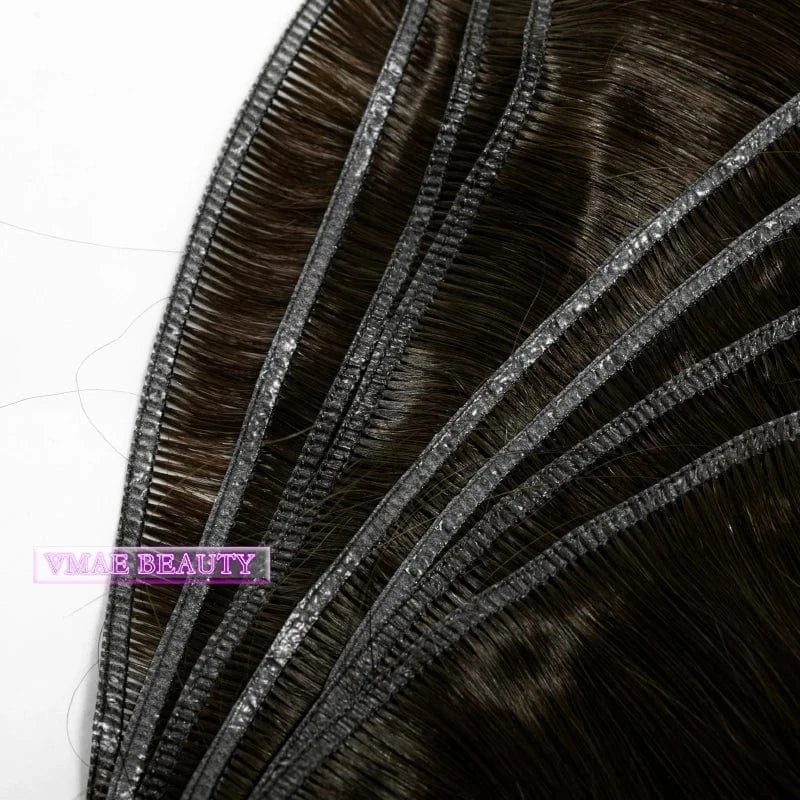 VMAE Peruvian Virgin Unprocessed Raw Cuticle Aligned Double Drawn Straight Hand Tied Flat Genius Weft Hair Extensions Human Hair