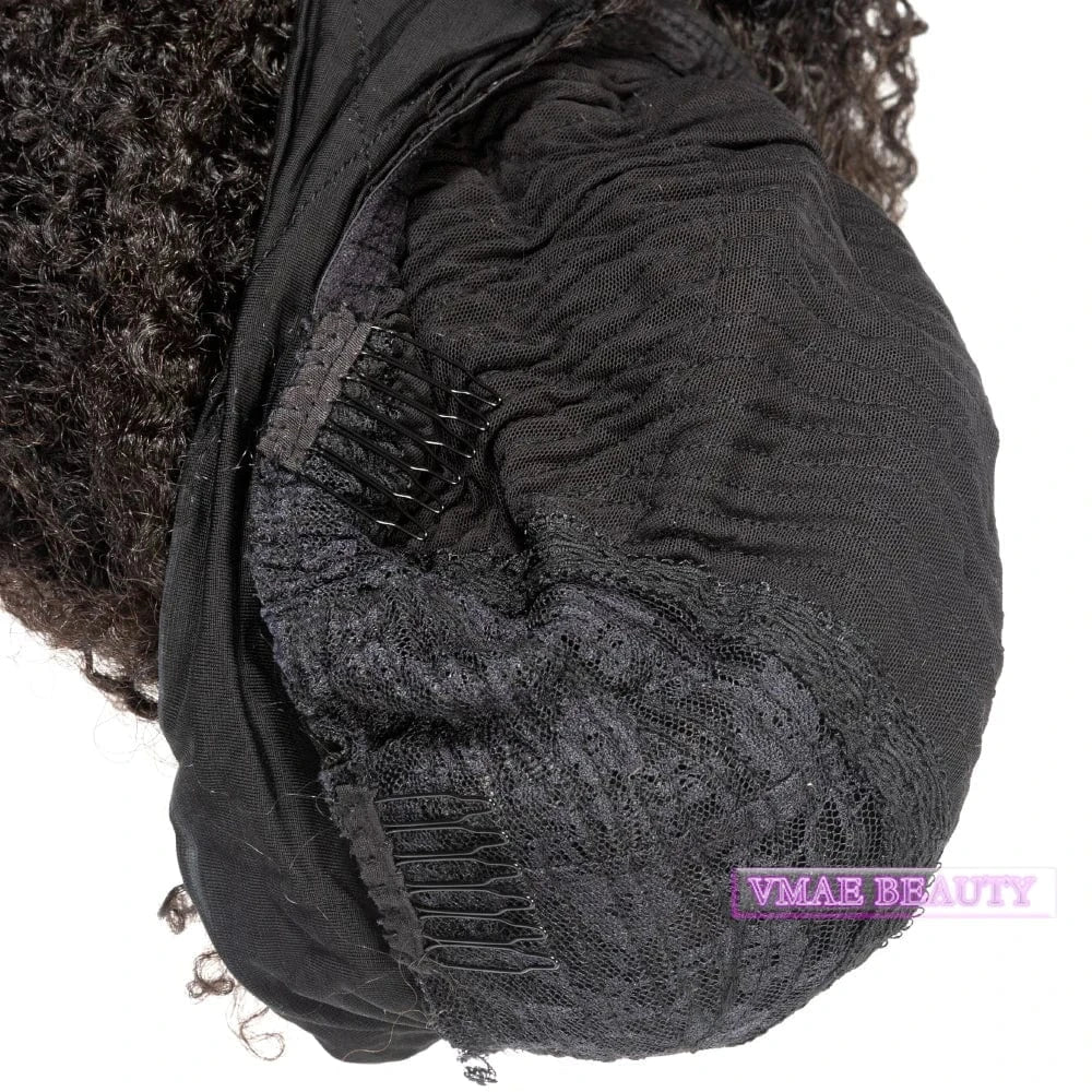 VMAE Raw Remy Hair Wig Extension Natural Color 130 Density Afro Curly Kinky Straight Headband Human Hair Wig