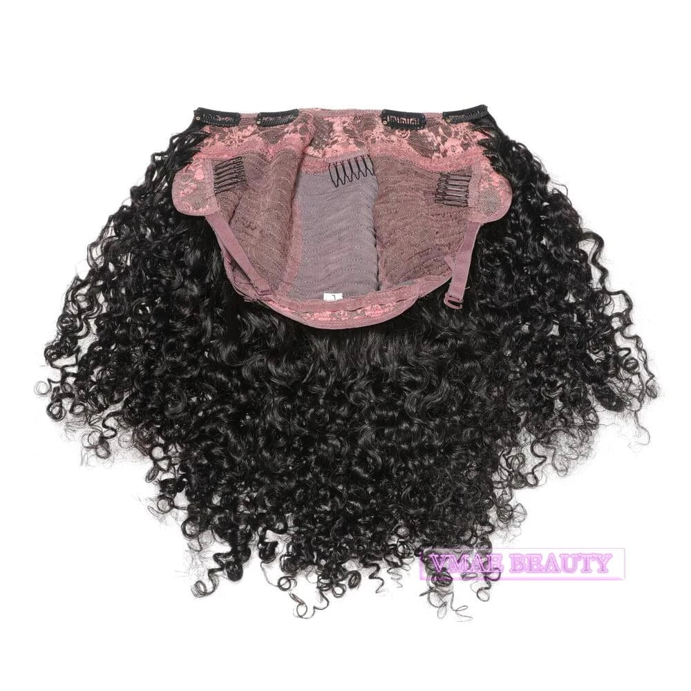 VMAE Raw Virgin Cuticle Aligned 130 Density Indian Afro Kinky Curly 4A 4B 4C Kinky Straight  Human Hair U Part Wig