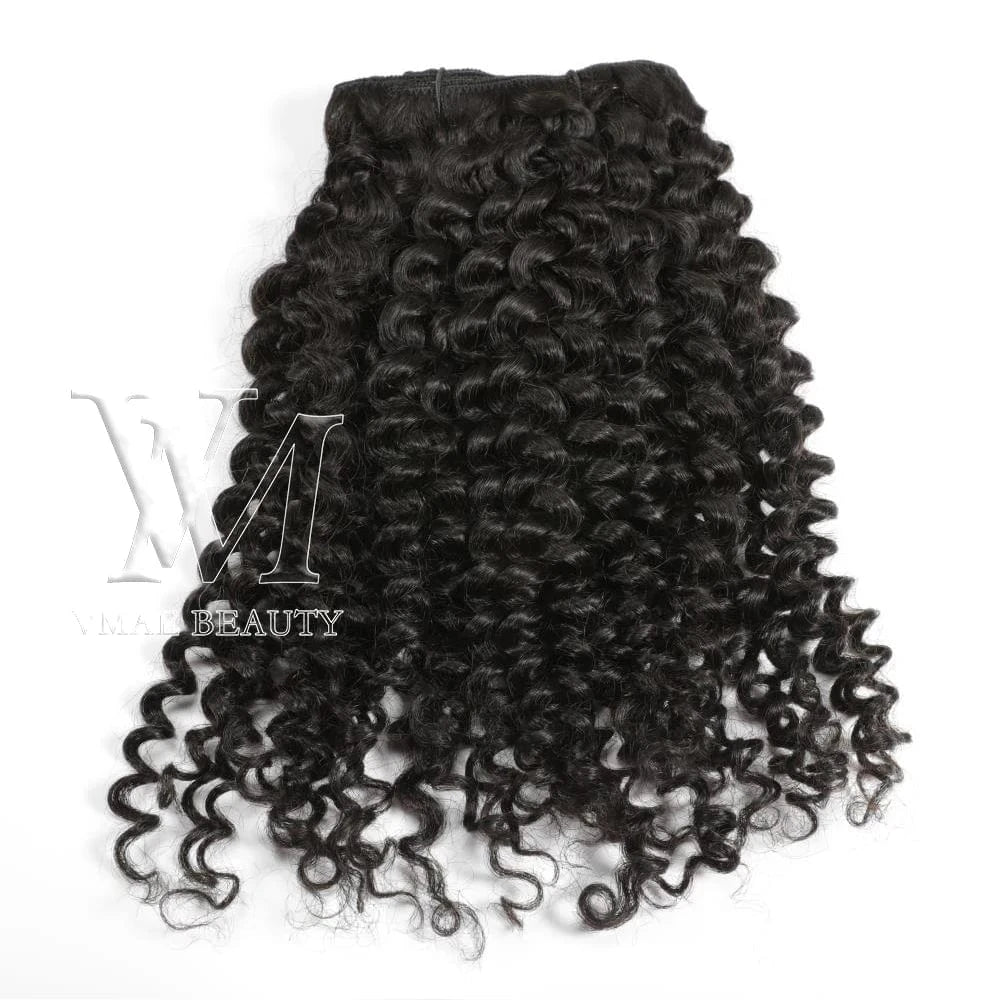 Vmae Virgin Mongolian 100g 120g 140g Natural Black Clip Ins 4A 4B 4C Afro Kinky Curly Clip In Hair Extensions for Black Women