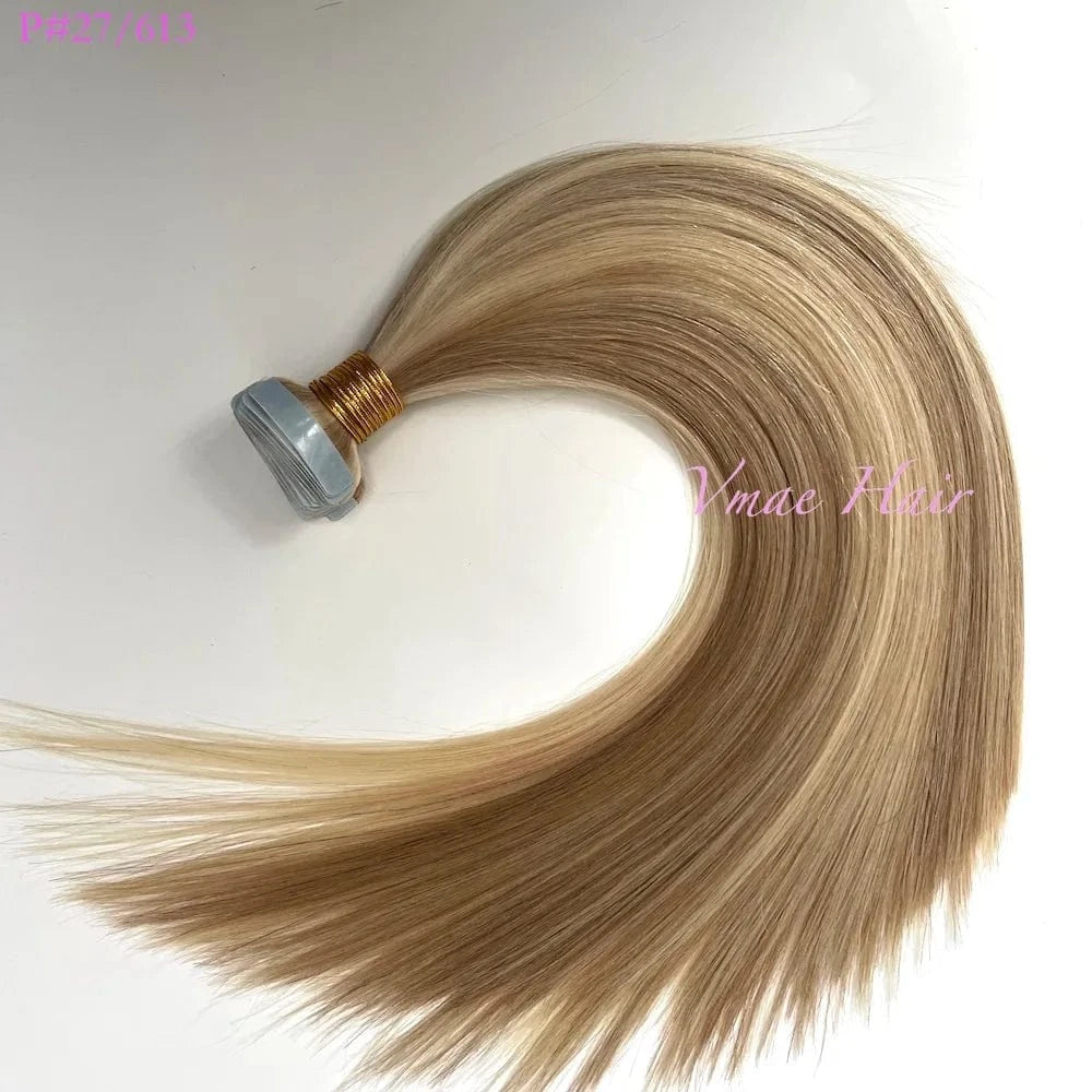 Vmae Virgin Russian Raw Hair Straight Remy Raw Dark Rooted Ombre 613 Blonde Tape In Hair Extensions 100Human Hair