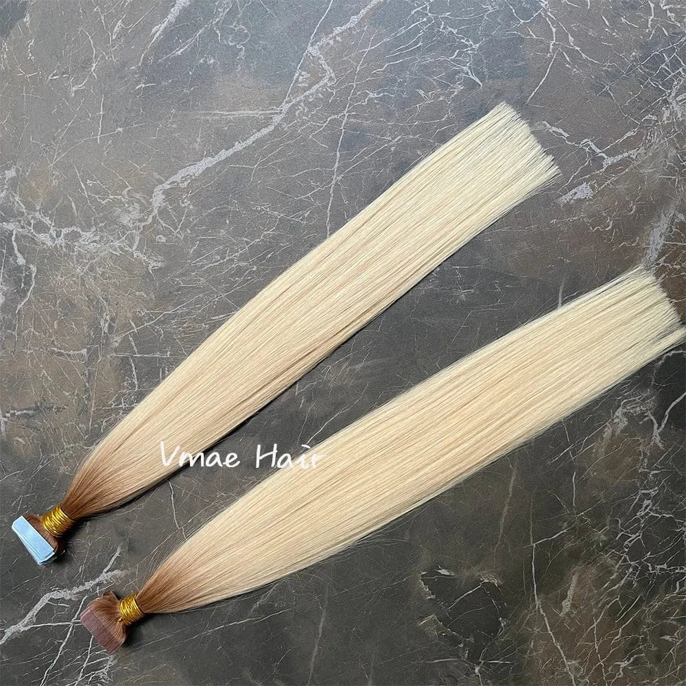 Vmae Virgin Russian Raw Hair Straight Remy Raw Dark Rooted Ombre 613 Blonde Tape In Hair Extensions 100Human Hair