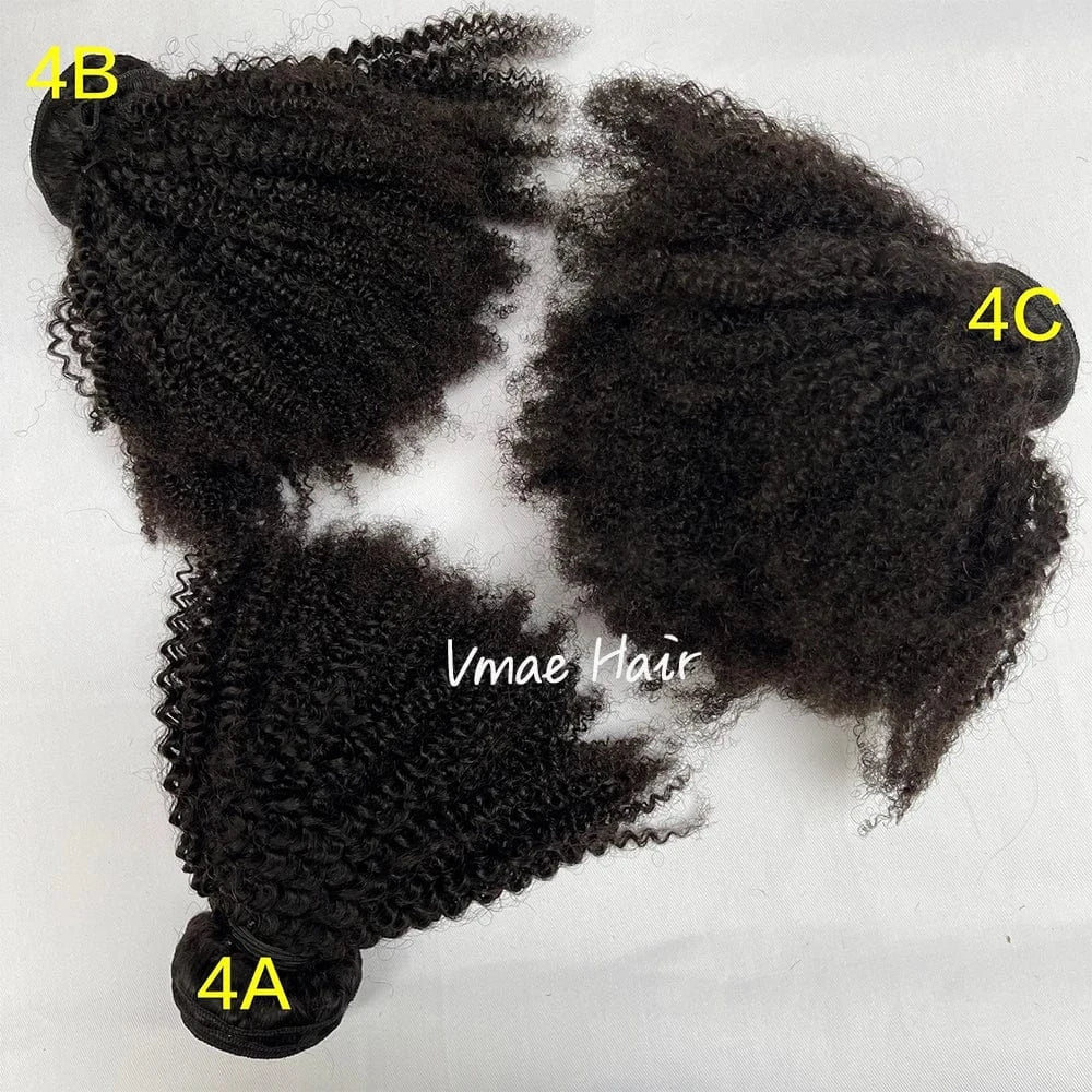 VMAE Wholesale Mongolian Unprocessed Raw Weft Human Hair Bundles Afro Kinky Curly 3A 3B 3C 4A 4B 4C Human Hair Extensions