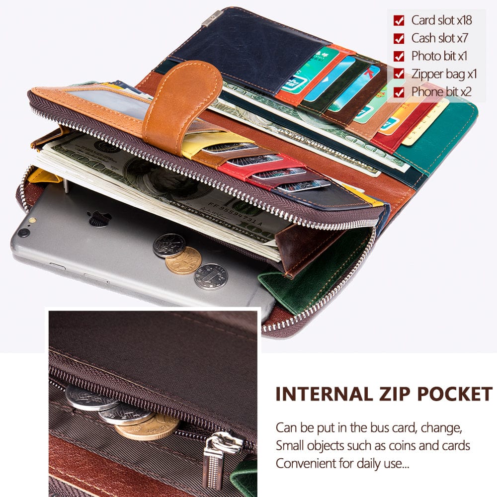Wallet Long Wallet Genuine Leather Stitch Purse