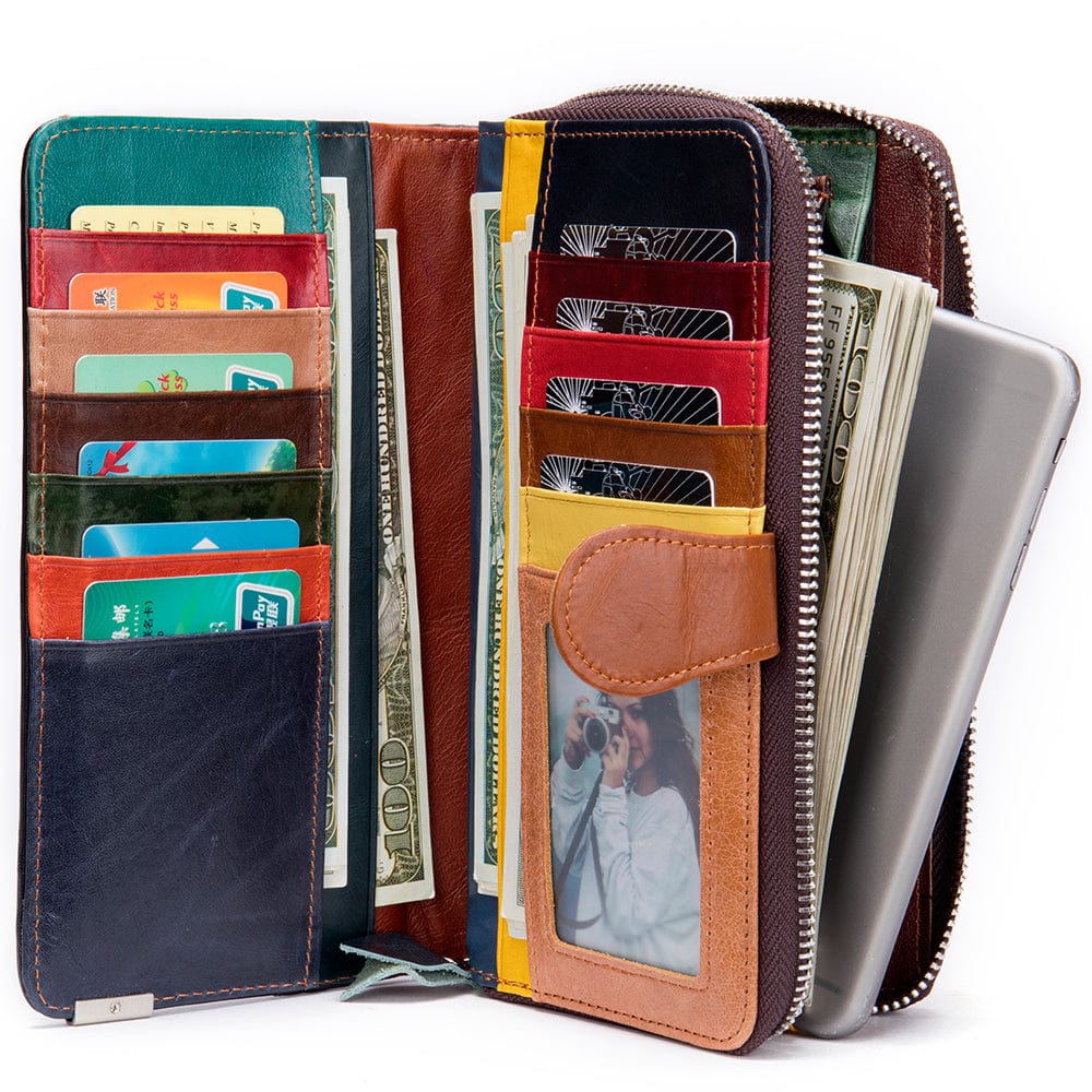 Wallet Long Wallet Genuine Leather Stitch Purse