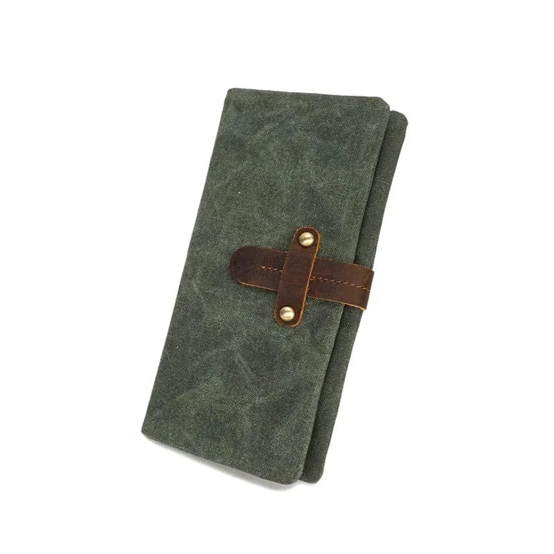 Waxed Canvas Bag Passport Cover Case Phone Rfid Leather Credit Card Holder Waterproof canvas long wallet