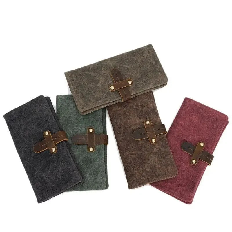 Waxed Canvas Bag Passport Cover Case Phone Rfid Leather Credit Card Holder Waterproof canvas long wallet