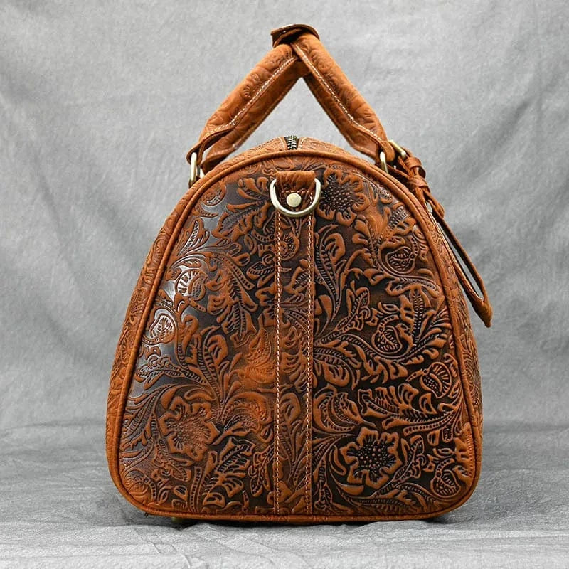 Weekend Travel Leather Duffel Bag Custom  Luggage Gym Bag for Men