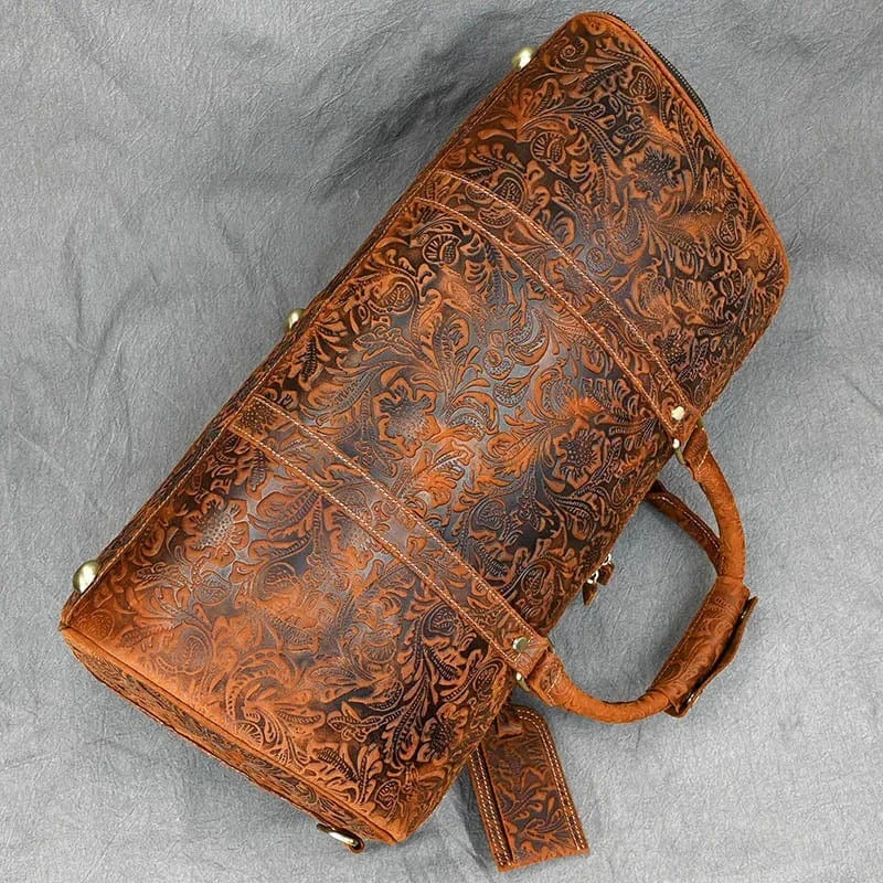 Weekend Travel Leather Duffel Bag Custom  Luggage Gym Bag for Men