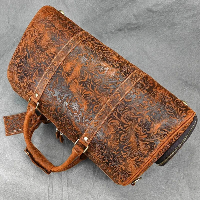 Weekend Travel Leather Duffel Bag Custom  Luggage Gym Bag for Men