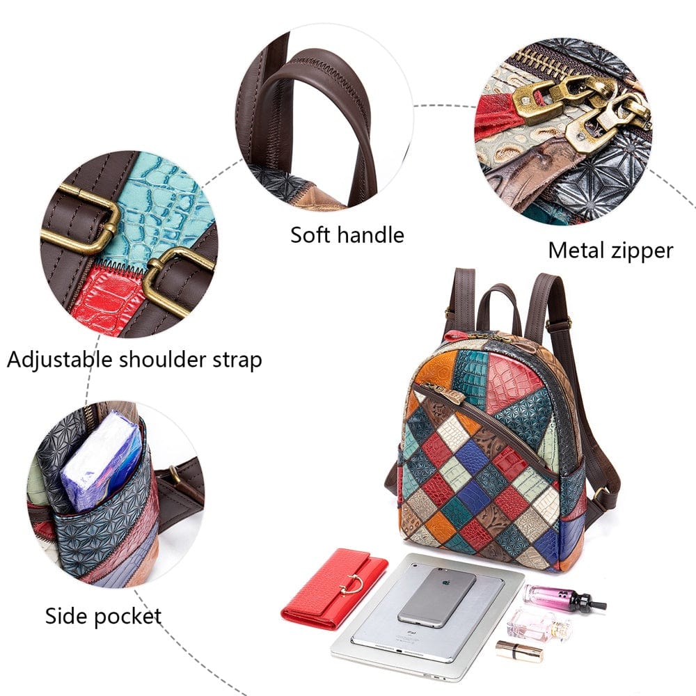 WETSAL Backpack Female Leather Back packs Bag for Women's Leather Backpacks Women Luxury Colorful School Bags for Teenager