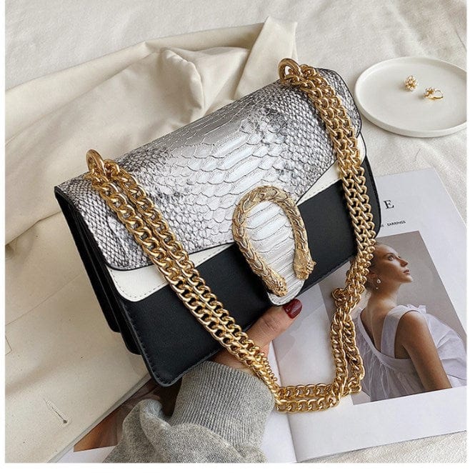 White 2022 Luxury Alligator Chains Crossbody Shoulder Bags Women  PU Snake Skin Ladies Purses Girl Messenger Bag Handbags