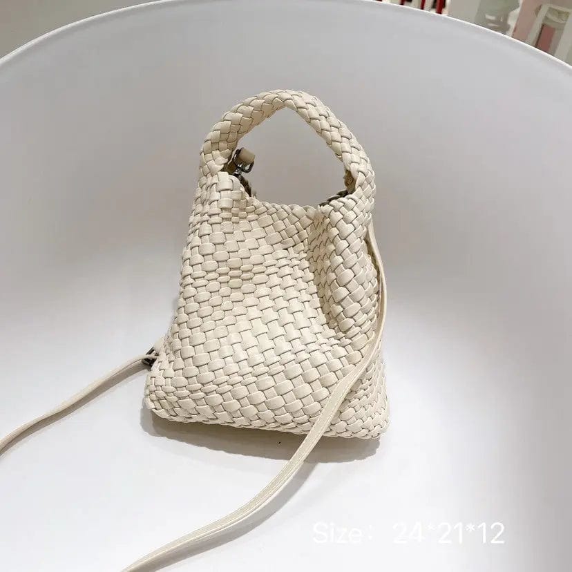 White 2022 New Korean Online Celebrity Mother-in-law Bag Soft Leather Woven Large-capacity Tote Bag