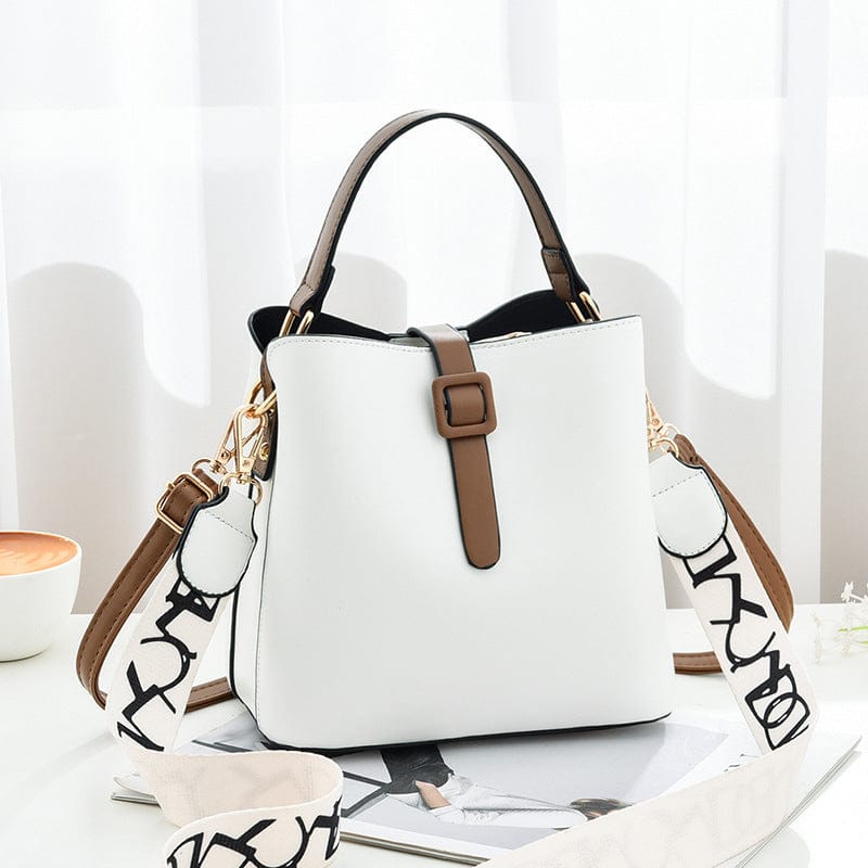 White 2022 Wholesale Shoulder Bags Women Handbags Ladies Luxury Double Straps Custom Designer Vegan Leather Bucket Bag Purses
