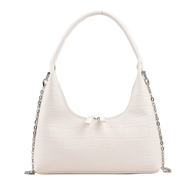 White Crocodile Print Korean Crescent Armpit Women's Premium Fashion Shoulder Women Fashion Handbags Multi-Functional Purse