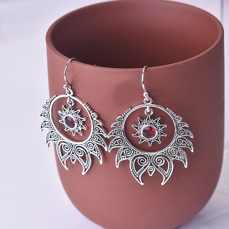 White GOLD&SILVER ISLAND Silver Color Garnet Earring Exaggerated Brincos Bizuteria Gemstone Mujer Topaz Style Drop Earring females