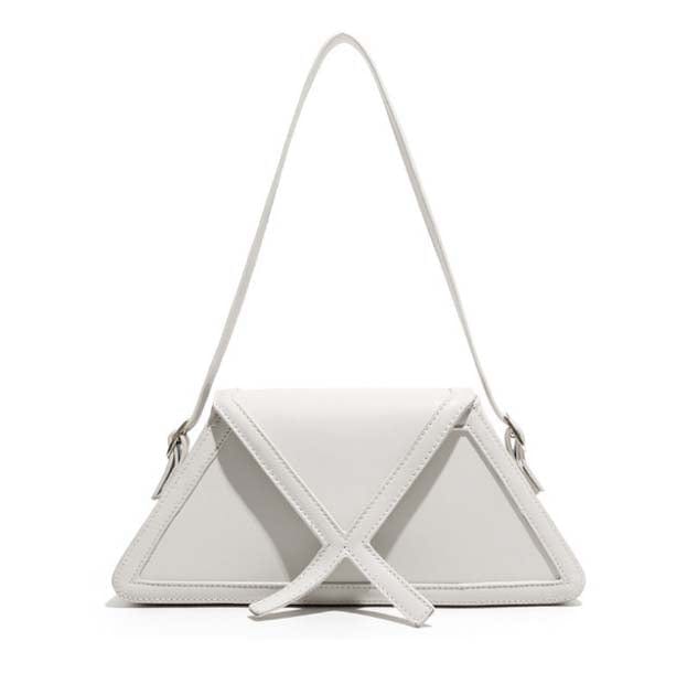 White Hot Sale Luxury Designer Faux Leather Triangle Shape Shoulder Bags In Orange Croc For Women