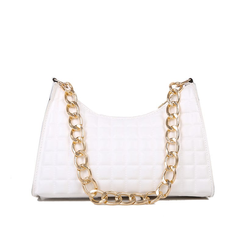 White Hot Selling Fashion Dumplings Underarm Chain Lattice Design Pu Leather Bags Hand Bags and Purse Women
