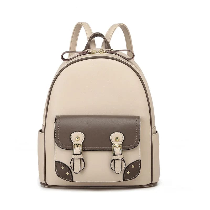 White Leather Mini Backpack For Women Small Shoulder Bag Purse Cute School  College Bookbag