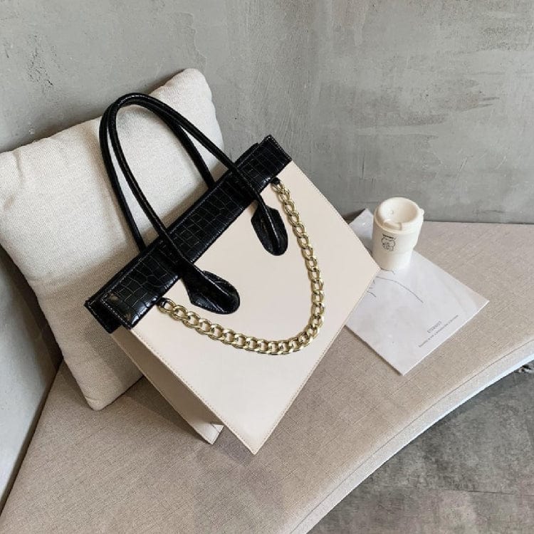 White New Design bolsas Women Fashion Handbags Croccodle Hand Bag Chains Large Capacity Structured Bags PU Leather Handbag For Ladies