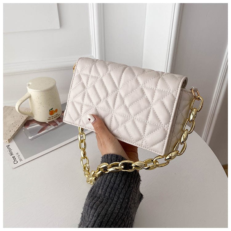 White New Korean version 2022 fashion quilted designer leather purse simple girl chain shoulder armpit bag
