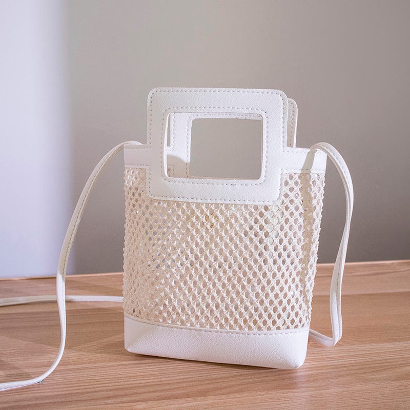 White Summer Beach Bag 2022 New Trendy Luxury Woven Bucket Bag Crossbody Shoulder