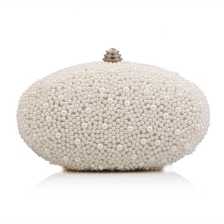White Wholesale New Luxury Designer Oval Pearl Women Evening Bag Clutch Ladies Shoulder Bag Beaded Evening Bag