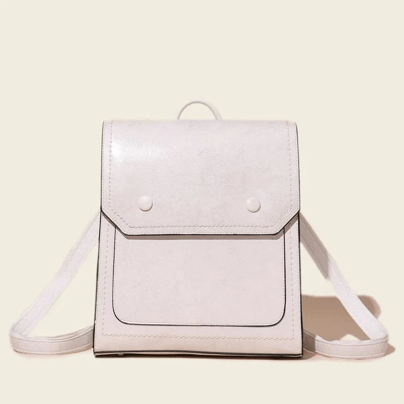White Women Backpack Purse Genuine Leather Anti-theft Casual Shoulder Bag Fashion Women Satchel Bags