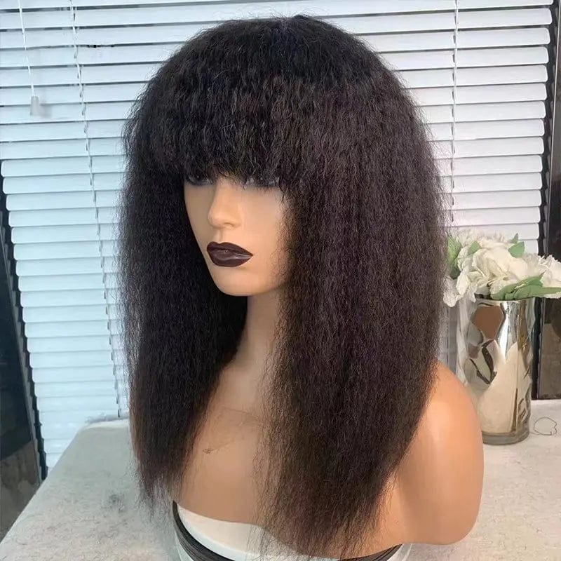 Wholesale 150% Density Yaki Kinky Straight Natural Color Raw Indian Hair Lace Front Wigs for Black Women