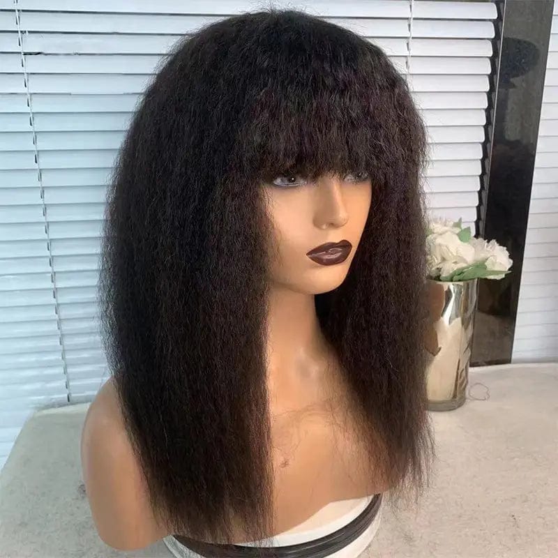 Wholesale 150% Density Yaki Kinky Straight Natural Color Raw Indian Hair Lace Front Wigs for Black Women