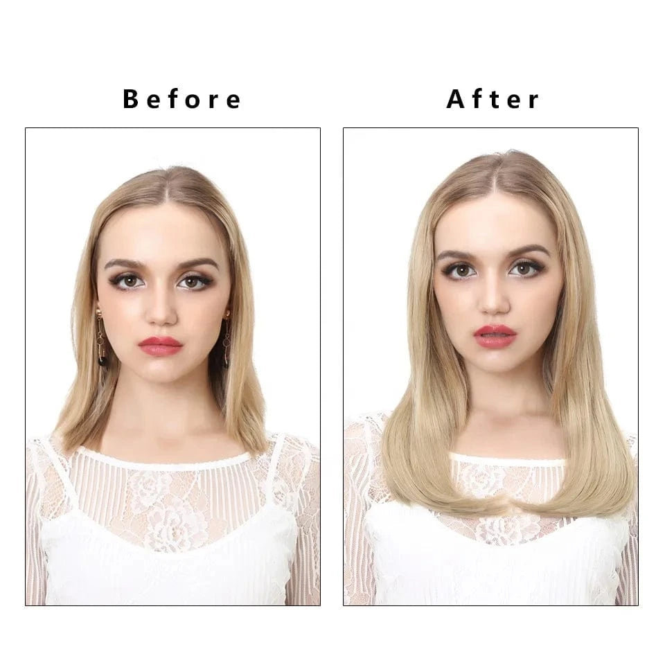 Wholesale 18 Inch Short Straight Natural Synthetic Bob Hair Extensions Clip In Wig 3/4 Half Wigs Invisible Upart U Part Wigs