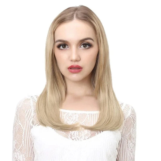 Wholesale 18 Inch Short Straight Natural Synthetic Bob Hair Extensions Clip In Wig 3/4 Half Wigs Invisible Upart U Part Wigs