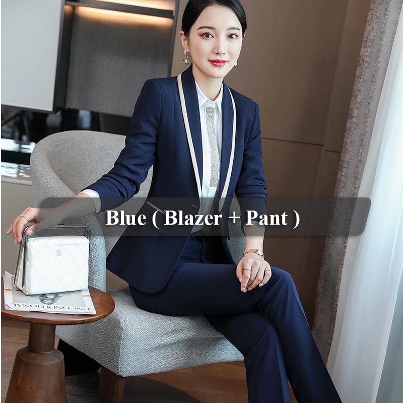 Wholesale 2 Piece Suits High quality Business Women Pant Suit Fashion Formal Lady Office Suit Blazer and Trousers Work clothes
