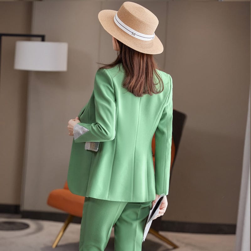 Wholesale 2 Pieces Pant Set Suits Fashion Office Ladies Work Wear for Women's Business Female Formal Blazer Outfit Pant Suits