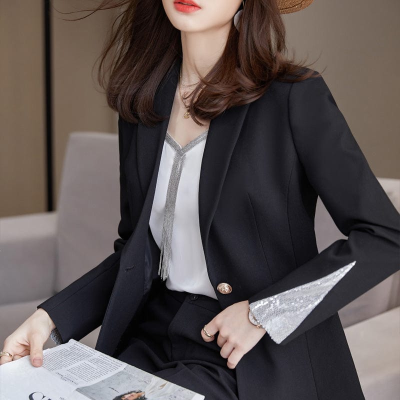Wholesale 2 Pieces Pant Set Suits Fashion Office Ladies Work Wear for Women's Business Female Formal Blazer Outfit Pant Suits
