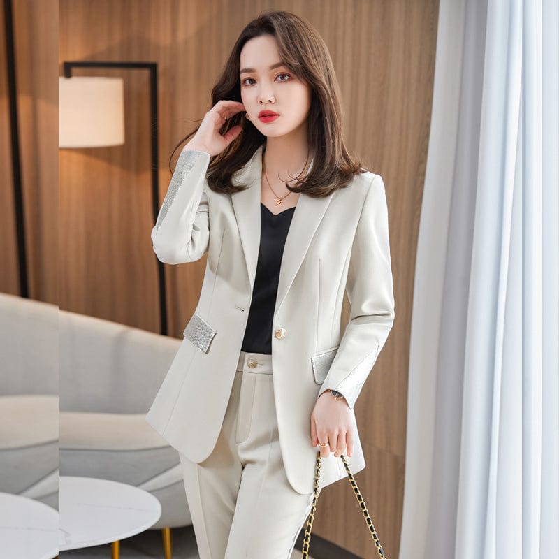 Wholesale 2 Pieces Pant Set Suits Fashion Office Ladies Work Wear for Women's Business Female Formal Blazer Outfit Pant Suits