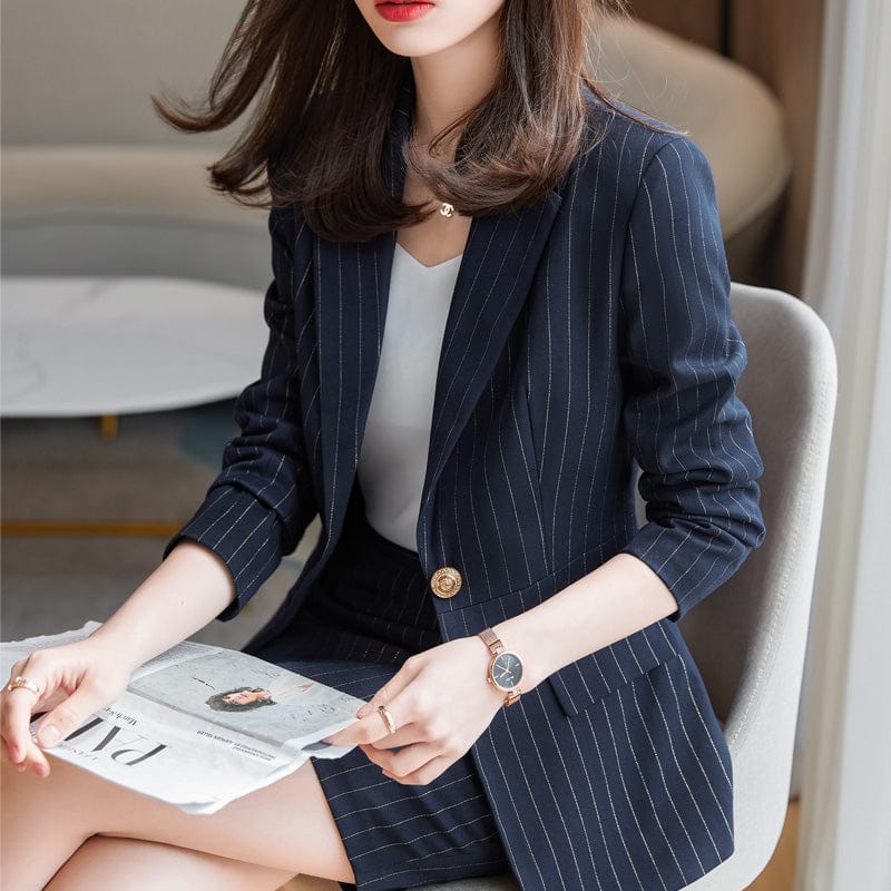 Wholesale 2 Pieces Pant Set Suits Fashion Office Ladies Work Wear for Women's Business Female Formal Stripe Blazer Outfit Pant