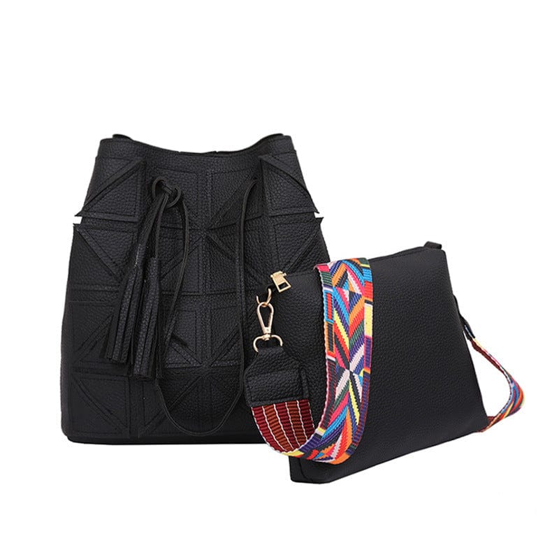 Wholesale 2022 Korean Bucket Wide Shoulder Strap Messenger Bags Leather Handbags Set Tote Women