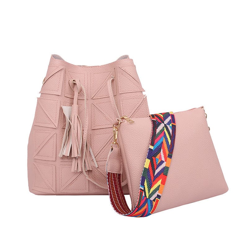 Wholesale 2022 Korean Bucket Wide Shoulder Strap Messenger Bags Leather Handbags Set Tote Women