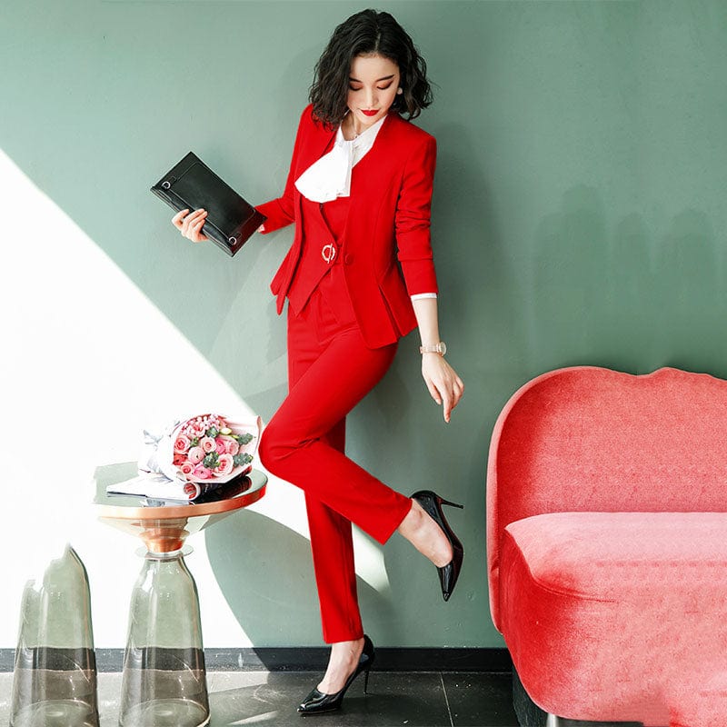 Wholesale 3 Pieces Pant Suit Women Quality Office Ladies Work Wear Women Formal Suits Female Blazer Jacket Vest trousers